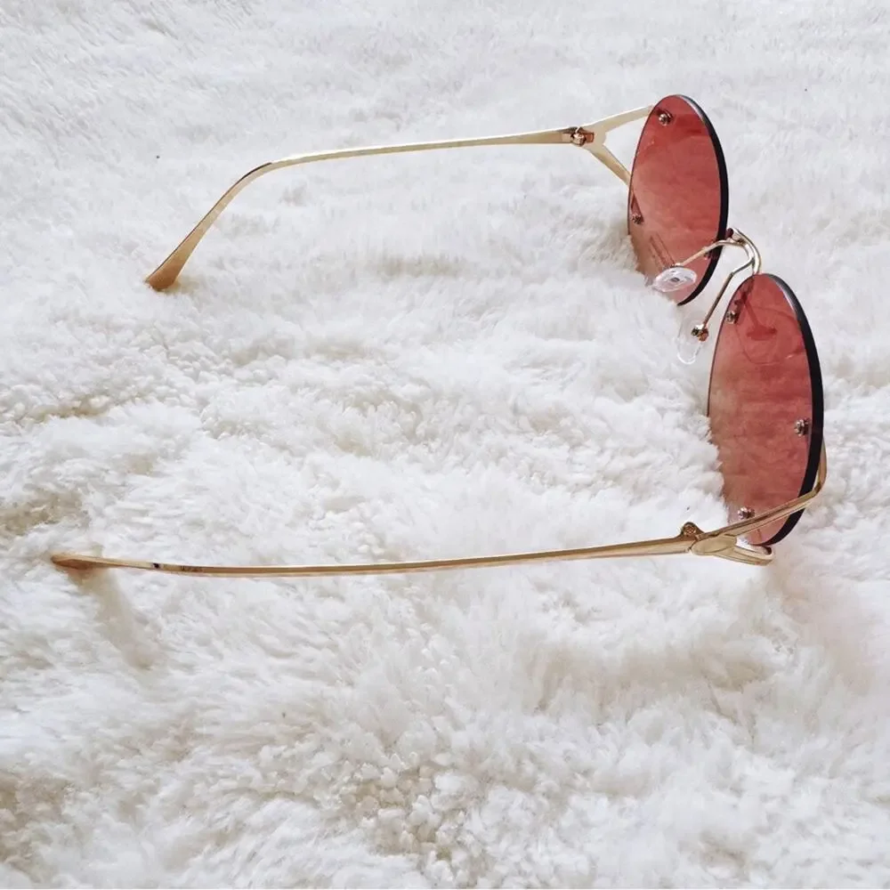 Ruth Clear Orange Round Metal Sunglasses